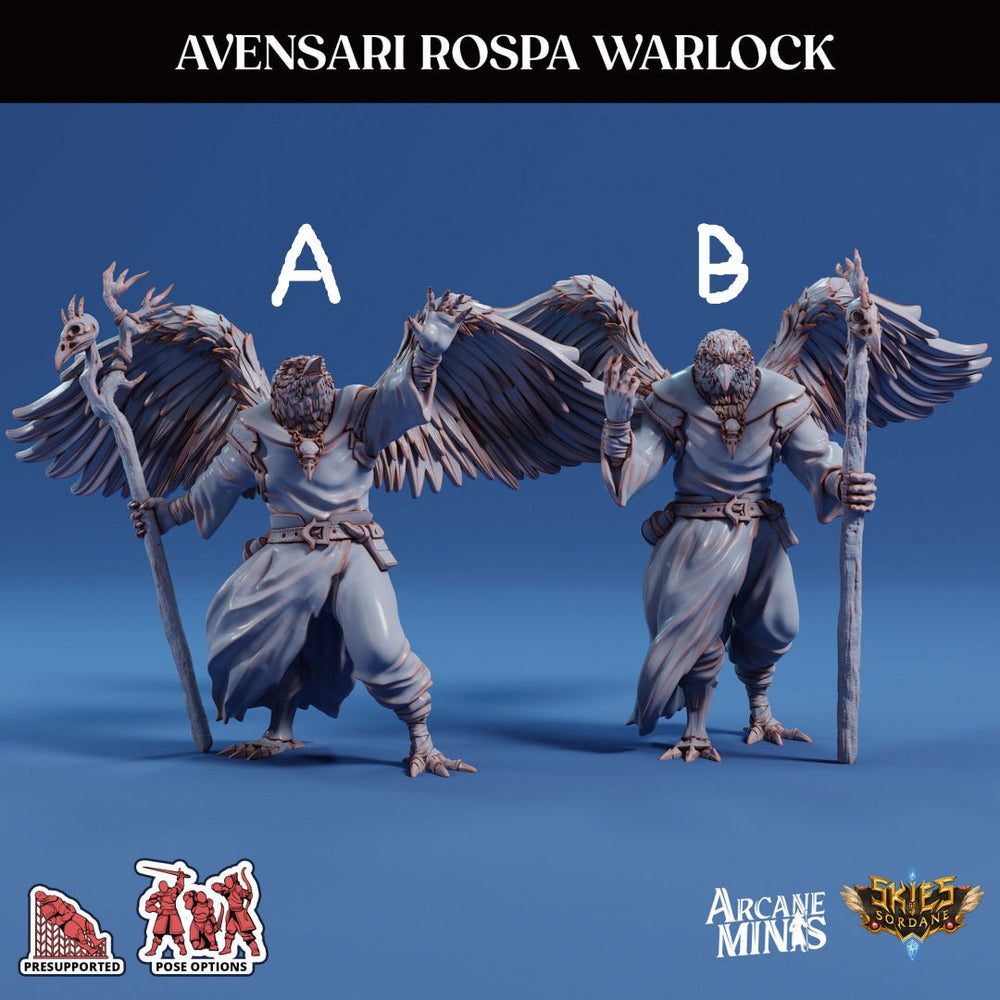 3D Printed Sordane Publishing Arcane Minis Avensari Rospa Warlock Mighty Skies A Sordane Stories Set 28 32mm D&D (Online Only)