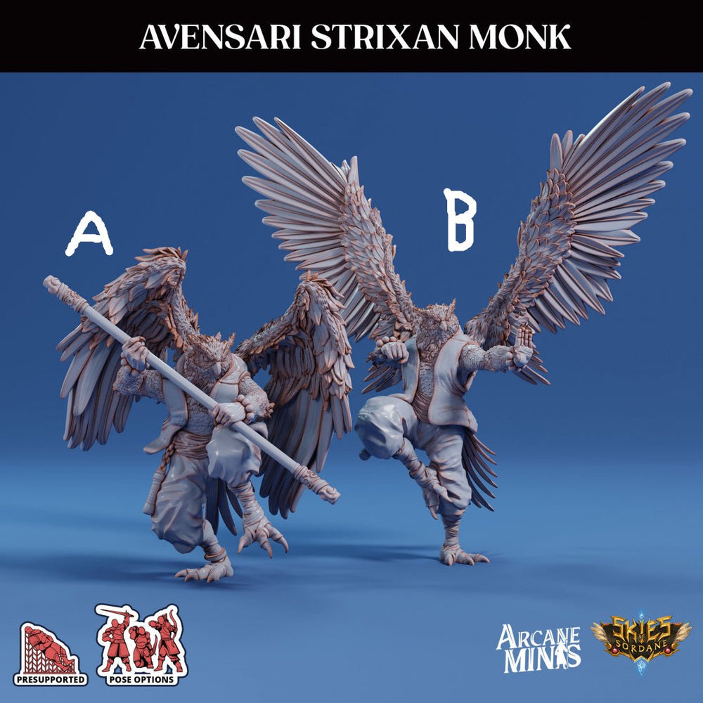 3D Printed Sordane Publishing Arcane Minis Avensari Strixan Monk Mighty Skies A Sordane Stories Set 28 32mm D&D (Online Only)