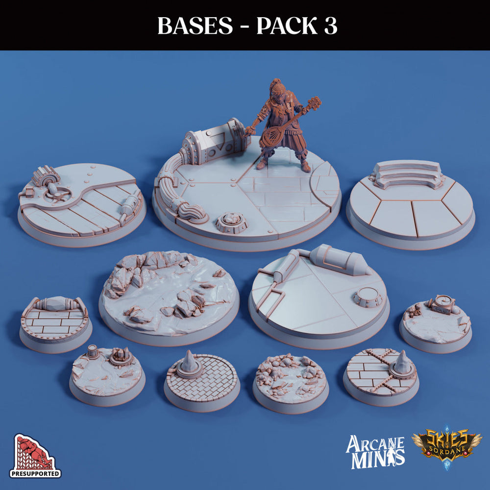3D Printed Sordane Publishing Base Pack 3 Sordane Bases 28 32mm D&D (Online Only)