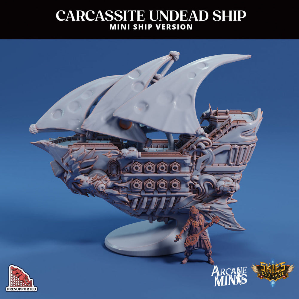 3D Printed Sordane Publishing Arcane Minis Mini Ship - Carcassite Ship 28 32mm D&D (Online Only)