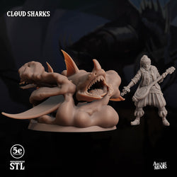 3D Printed Sordane Publishing Cloud Sharks 28 32mm D&D (Online Only)