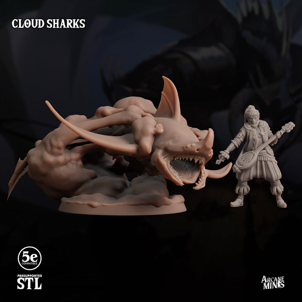 3D Printed Sordane Publishing Cloud Sharks 28 32mm D&D (Online Only)