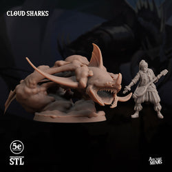 3D Printed Sordane Publishing Cloud Sharks 28 32mm D&D (Online Only)