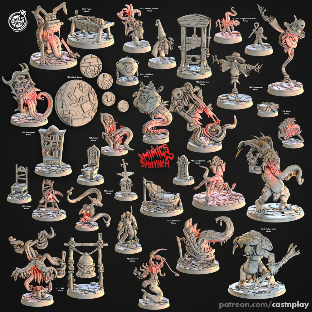 3D Printed Cast n Play Cauldron Mimic Mimics Mayhem Set 28mm 32mm D&D (Online Only)