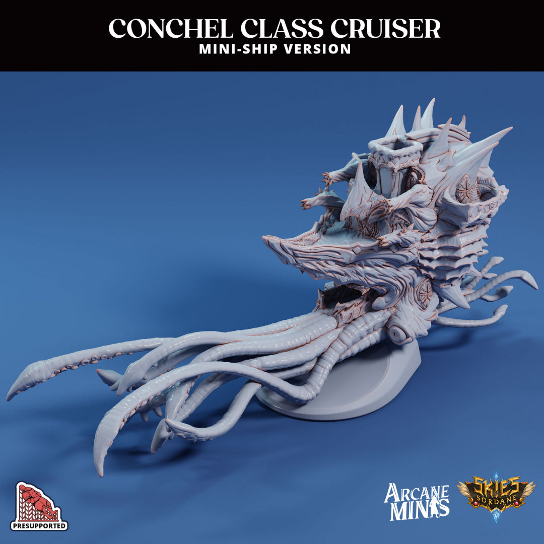3D Printed Sordane Publishing Arcane Minis Mini Ship - Conchel Class Cruiser 28 32mm D&D (Online Only)