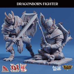 3D Printed Sordane Publishing Arcane Minis Dragonborn Fighter Scrapper Pirates Set 28 32mm D&D (Online Only)