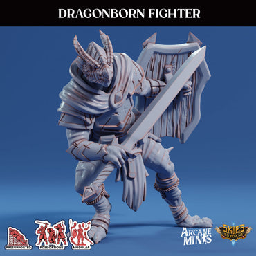 3D Printed Sordane Publishing Arcane Minis Dragonborn Fighter Scrapper Pirates Set 28 32mm D&D (Online Only)