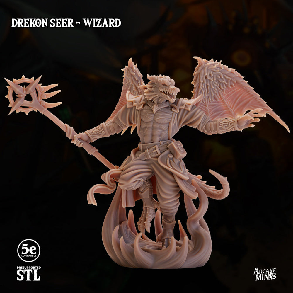 3D Printed Sordane Publishing Drekon Seer Wizard Set 28 32mm D&D (Online Only)