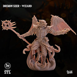 3D Printed Sordane Publishing Drekon Seer Wizard Set 28 32mm D&D (Online Only)