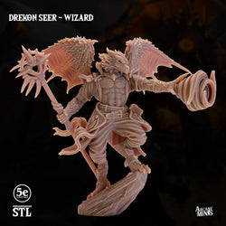3D Printed Sordane Publishing Drekon Seer Wizard Set 28 32mm D&D (Online Only)