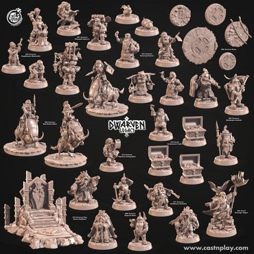 3D Printed Cast n Play Dwarven Stonepath Explorers Dwarven Legacy Set 28mm 32mm D&D (Online Only)