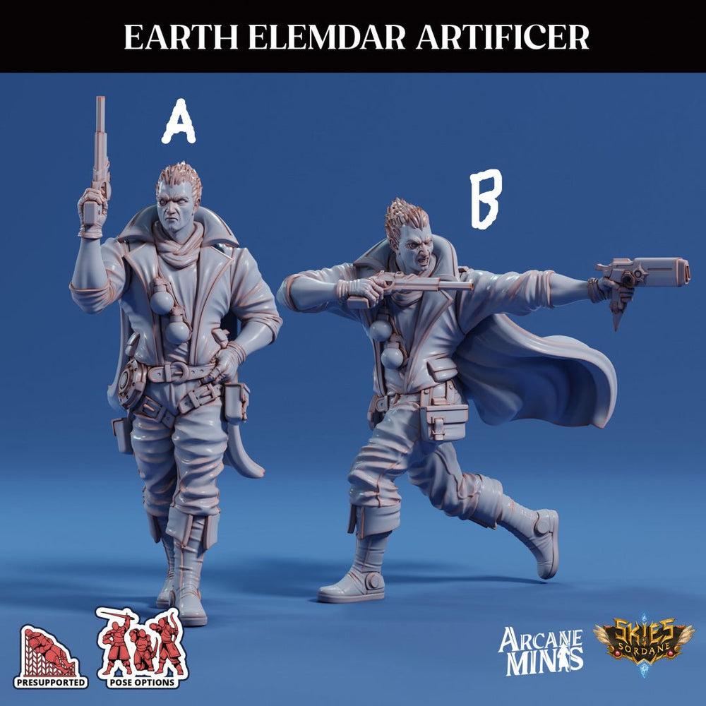 3D Printed Sordane Publishing Arcane Minis Earth Elemdar Artificer Mighty Skies A Sordane Stories Set 28 32mm D&D (Online Only)