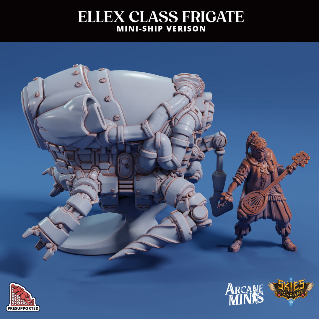 3D Printed Sordane Publishing Arcane Minis Mini Ship - Ellex Frigate 28 32mm D&D (Online Only)