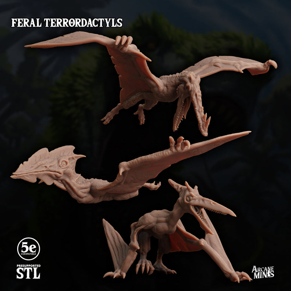 3D Printed Sordane Publishing Feral Terrordactyls 28 32mm D&D (Online Only)