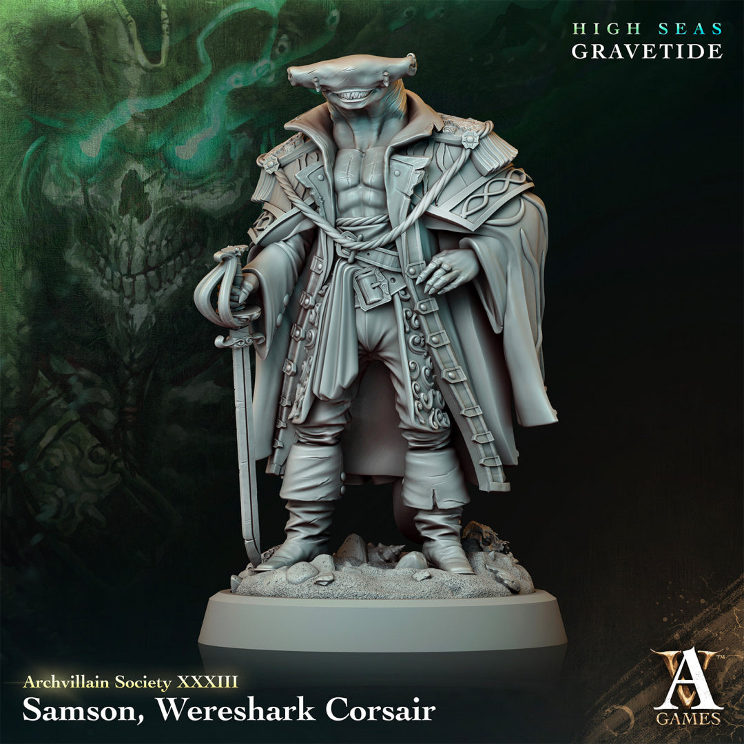 3D Printed Archvillain Games Samson Wereshark Corsair 28 32mm D&D (Online Only)