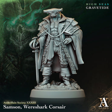 3D Printed Archvillain Games Samson Wereshark Corsair 28 32mm D&D (Online Only)