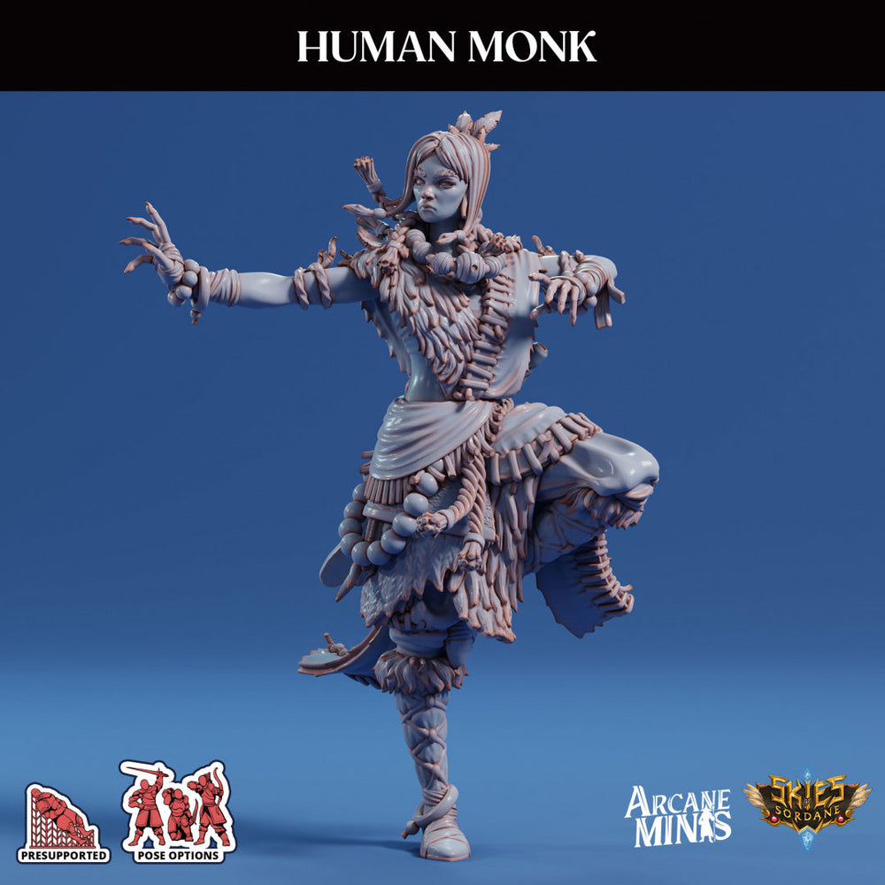 3D Printed Sordane Publishing Human Monk Female 28 32mm D&D (Online Only)