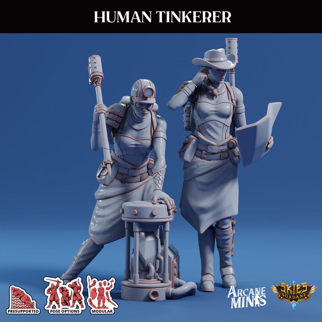 3D Printed Sordane Publishing Arcane Minis Human Tinkerer Scrapper Pirates Set 28 32mm D&D (Online Only)