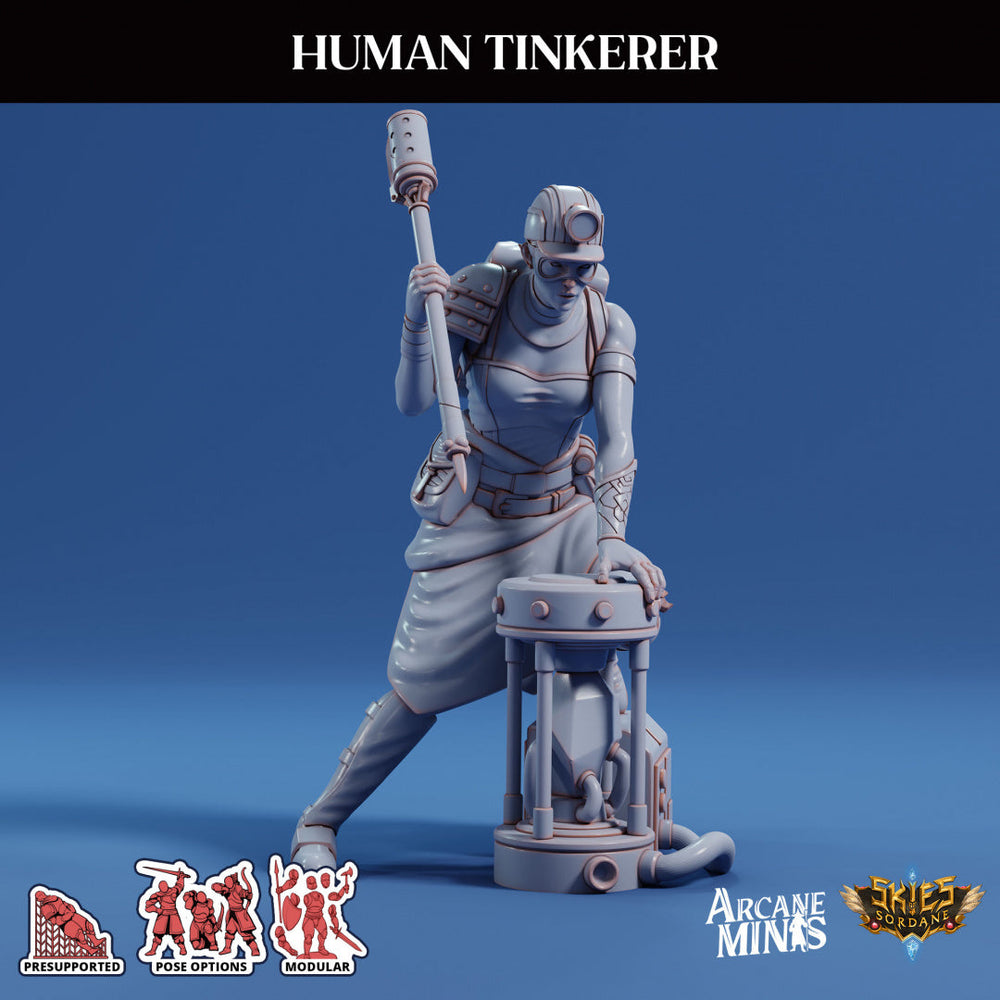 3D Printed Sordane Publishing Arcane Minis Human Tinkerer Scrapper Pirates Set 28 32mm D&D (Online Only)