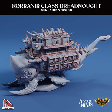 3D Printed Sordane Publishing Arcane Minis Mini Ship - Korranir Class Dreadnought 28 32mm D&D (Online Only)