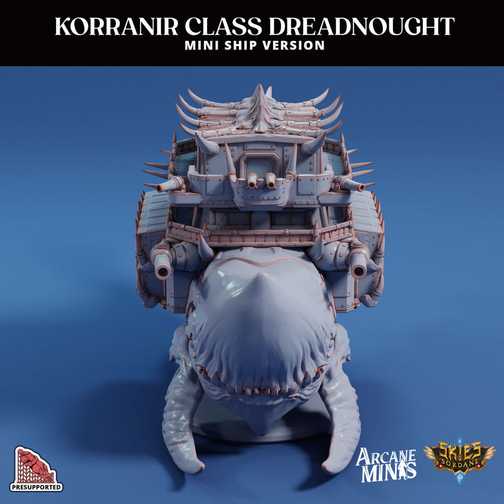 3D Printed Sordane Publishing Arcane Minis Mini Ship - Korranir Class Dreadnought 28 32mm D&D (Online Only)