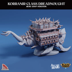 3D Printed Sordane Publishing Arcane Minis Mini Ship - Korranir Class Dreadnought 28 32mm D&D (Online Only)