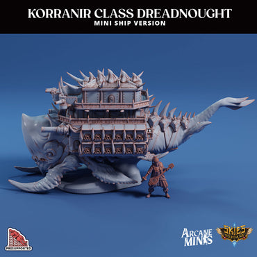 3D Printed Sordane Publishing Arcane Minis Mini Ship - Korranir Class Dreadnought 28 32mm D&D (Online Only)