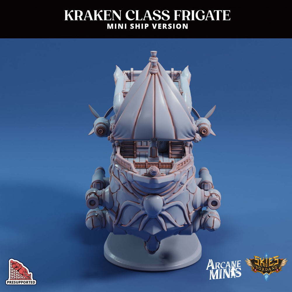 3D Printed Sordane Publishing Arcane Minis Mini Ship - Kraken Frigate 28 32mm D&D (Online Only)