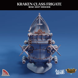 3D Printed Sordane Publishing Arcane Minis Mini Ship - Kraken Frigate 28 32mm D&D (Online Only)