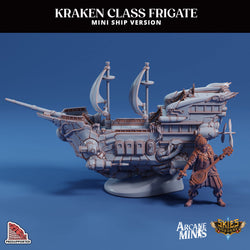 3D Printed Sordane Publishing Arcane Minis Mini Ship - Kraken Frigate 28 32mm D&D (Online Only)