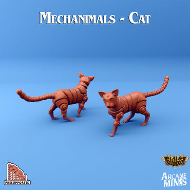 3D Printed Sordane Publishing Arcane Minis Mechanimal Cat Mechanimals Set 28mm 32mm D&D (Online Only)