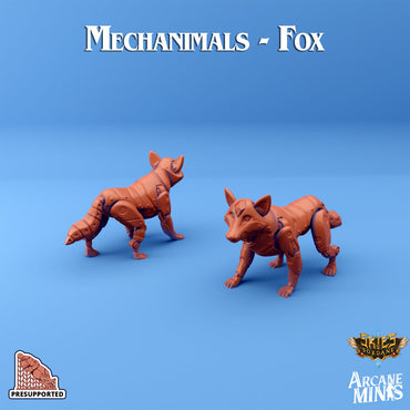 3D Printed Sordane Publishing Arcane Minis Mechanimal Fox Mechanimals Set 28mm 32mm D&D (Online Only)