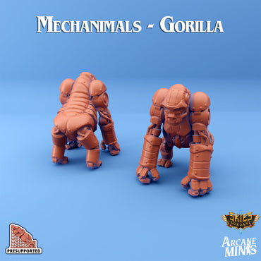 3D Printed Sordane Publishing Arcane Minis Mechanimal Gorilla Mechanimals Set 28mm 32mm D&D (Online Only)