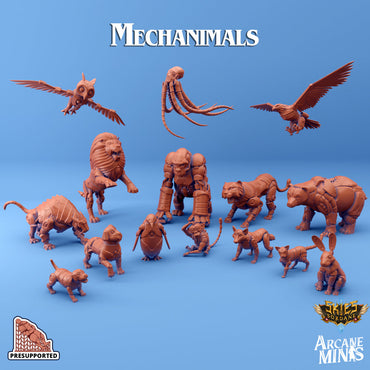 3D Printed Sordane Publishing Arcane Minis Mechanimal Fox Mechanimals Set 28mm 32mm D&D (Online Only)