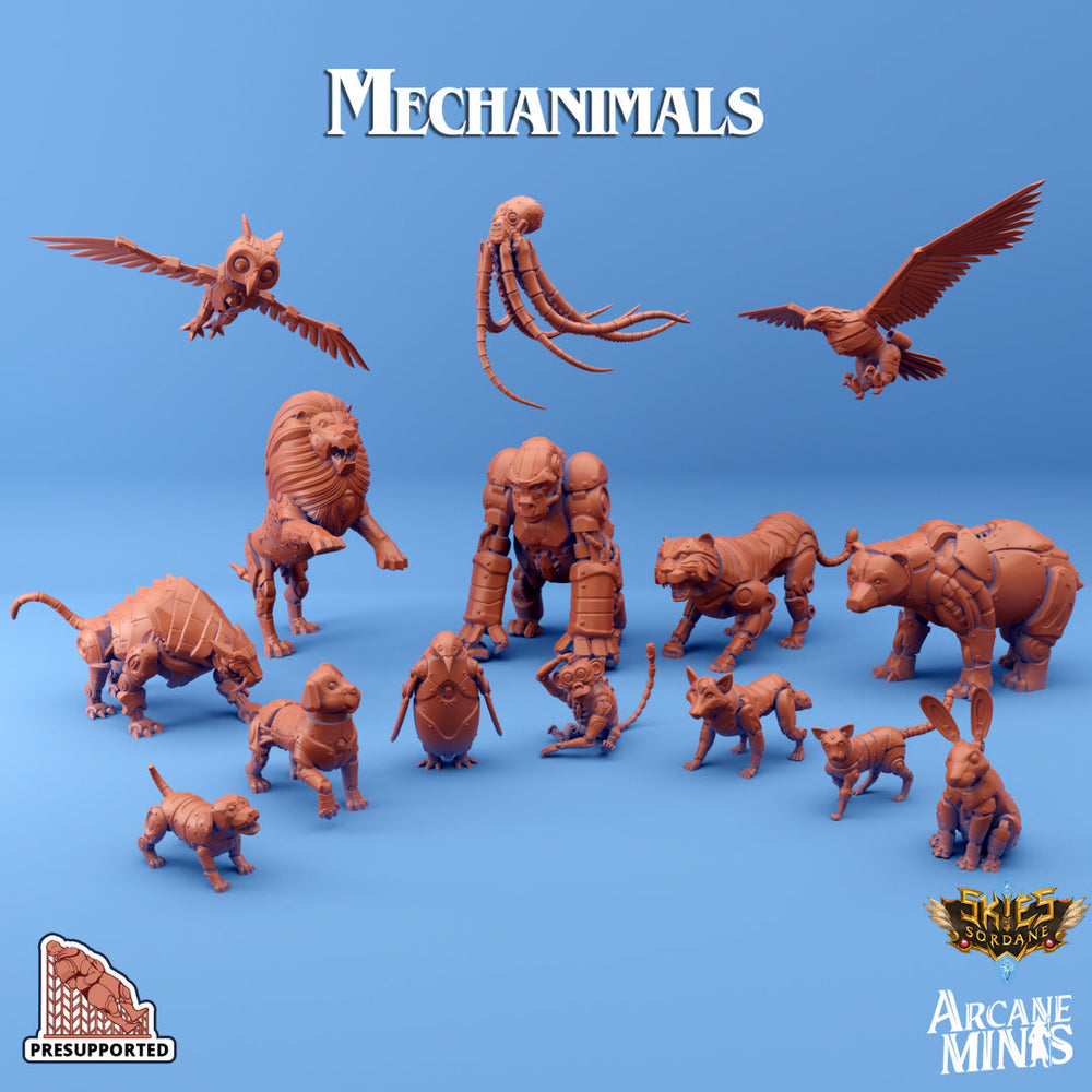 3D Printed Sordane Publishing Arcane Minis Mechanimal Small Dog Mechanimals Set 28 32mm D&D (Online Only)