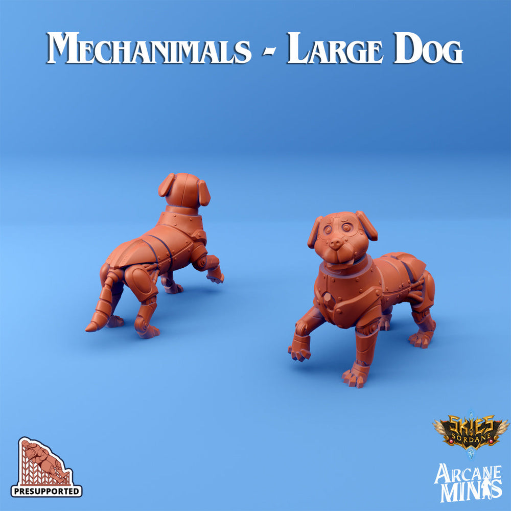 3D Printed Sordane Publishing Arcane Minis Mechanimal Large Dog Mechanimals Set 28mm 32mm D&D (Online Only)