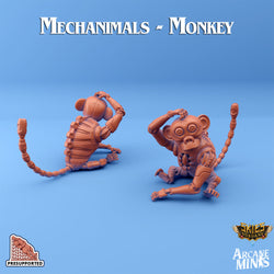 3D Printed Sordane Publishing Arcane Minis Mechanimal Monkey Mechanimals Set 28mm 32mm D&D (Online Only)