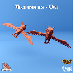 3D Printed Sordane Publishing Arcane Minis Mechanimal Owl Mechanimals Set 28 32mm D&D (Online Only)