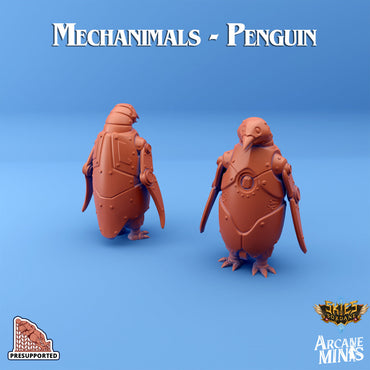 3D Printed Sordane Publishing Arcane Minis Mechanimal Penguin Mechanimals Set 28 32mm D&D (Online Only)