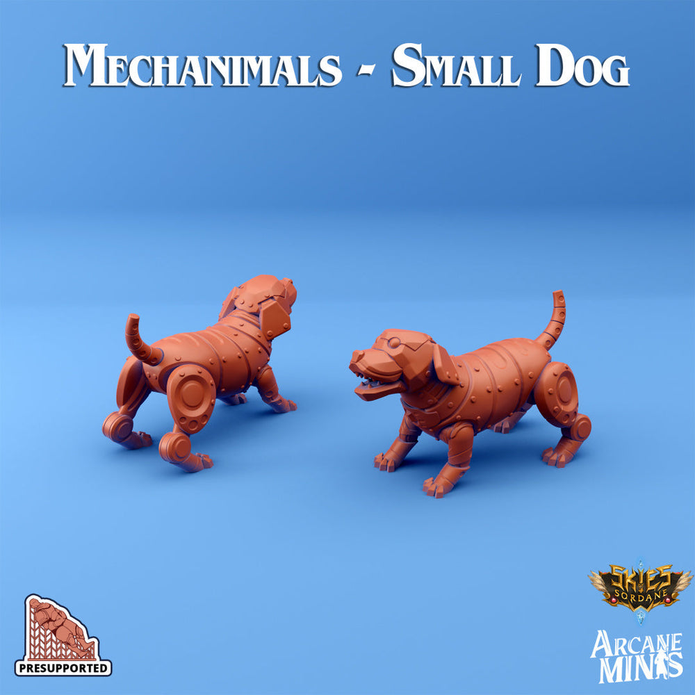 3D Printed Sordane Publishing Arcane Minis Mechanimal Small Dog Mechanimals Set 28 32mm D&D (Online Only)