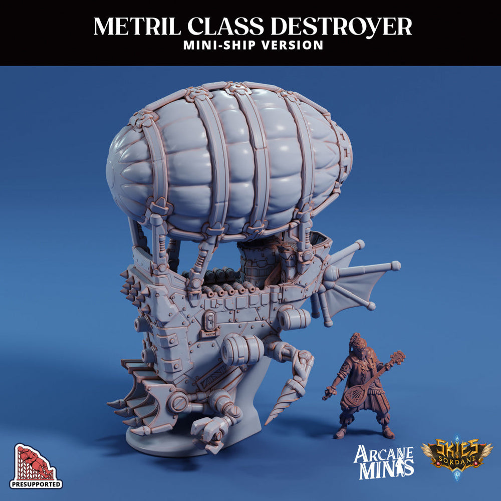3D Printed Sordane Publishing Arcane Minis Mini Ship - Metril Destroyer 28 32mm D&D (Online Only)