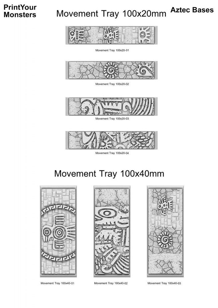3D Printed Fantastic Plants and Rocks Movement Tray Aztec Bases Set 1 (Online Only)