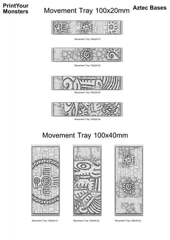 3D Printed Fantastic Plants and Rocks Movement Tray Aztec Bases Set 1 (Online Only)