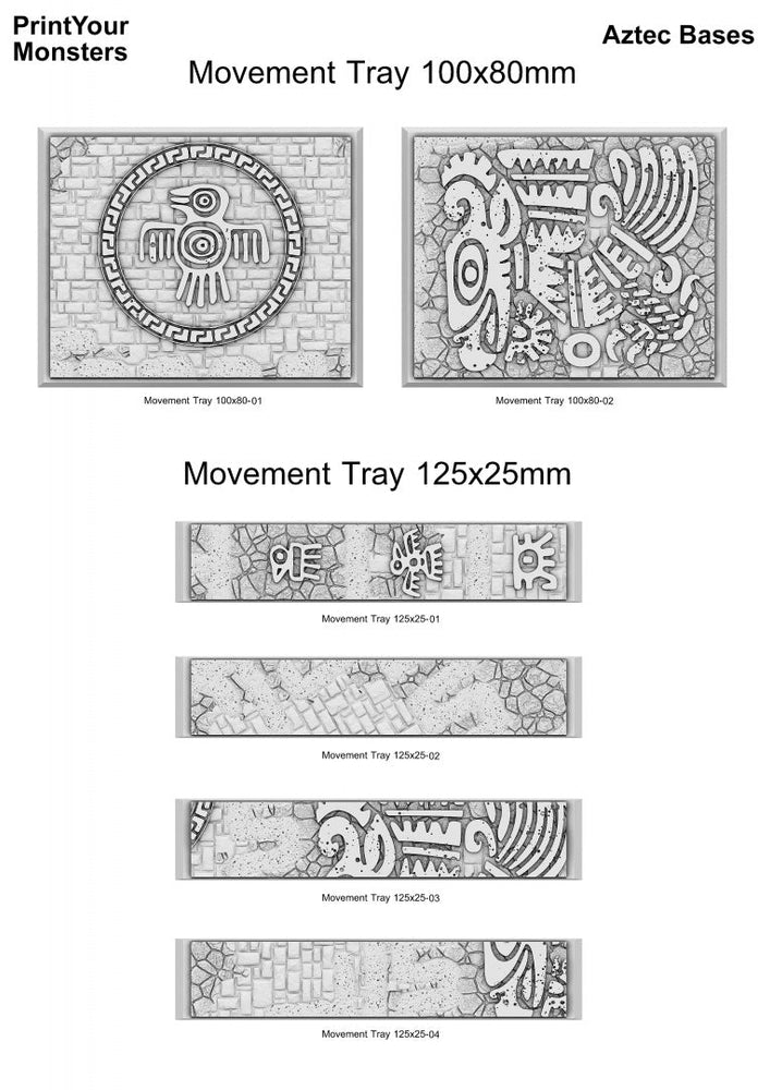 3D Printed Fantastic Plants and Rocks Movement Tray Aztec Bases Set 2 (Online Only)
