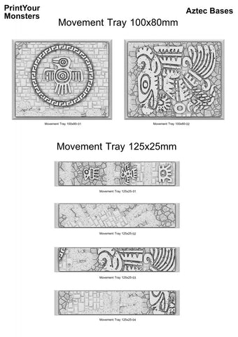 3D Printed Fantastic Plants and Rocks Movement Tray Aztec Bases Set 2 (Online Only)
