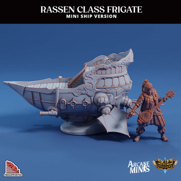 3D Printed Sordane Publishing Arcane Minis Mini Ship - Rassen Assault Frigate 28 32mm D&D (Online Only)
