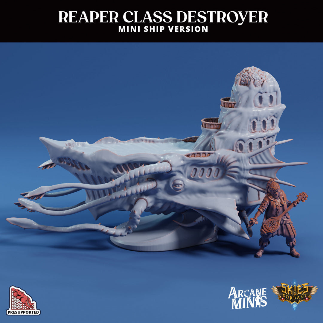 3D Printed Sordane Publishing Arcane Minis Mini Ship - Hivemind Reaper 28 32mm D&D (Online Only)