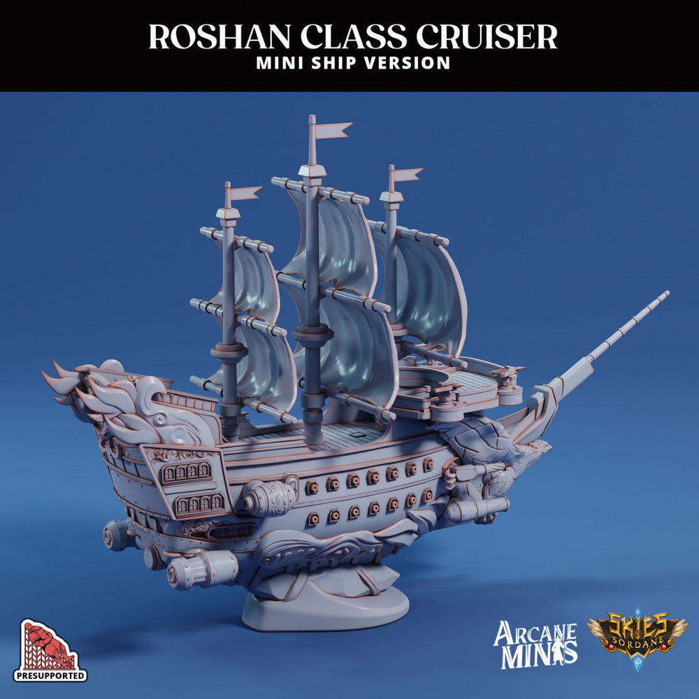 3D Printed Sordane Publishing Arcane Minis The Roshan Cruiser Mini Ships 28 32mm D&D (Online Only)