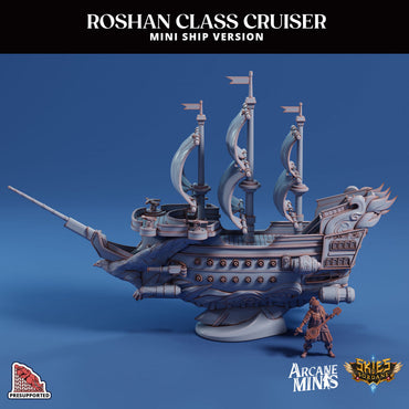 3D Printed Sordane Publishing Arcane Minis The Roshan Cruiser Mini Ships 28 32mm D&D (Online Only)