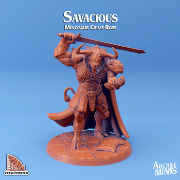 3D Printed Sordane Publishing Savasious Minotaur Crime Boss Sordane Stories Wreck of the Pioneer 28 32mm D&D (Online Only)